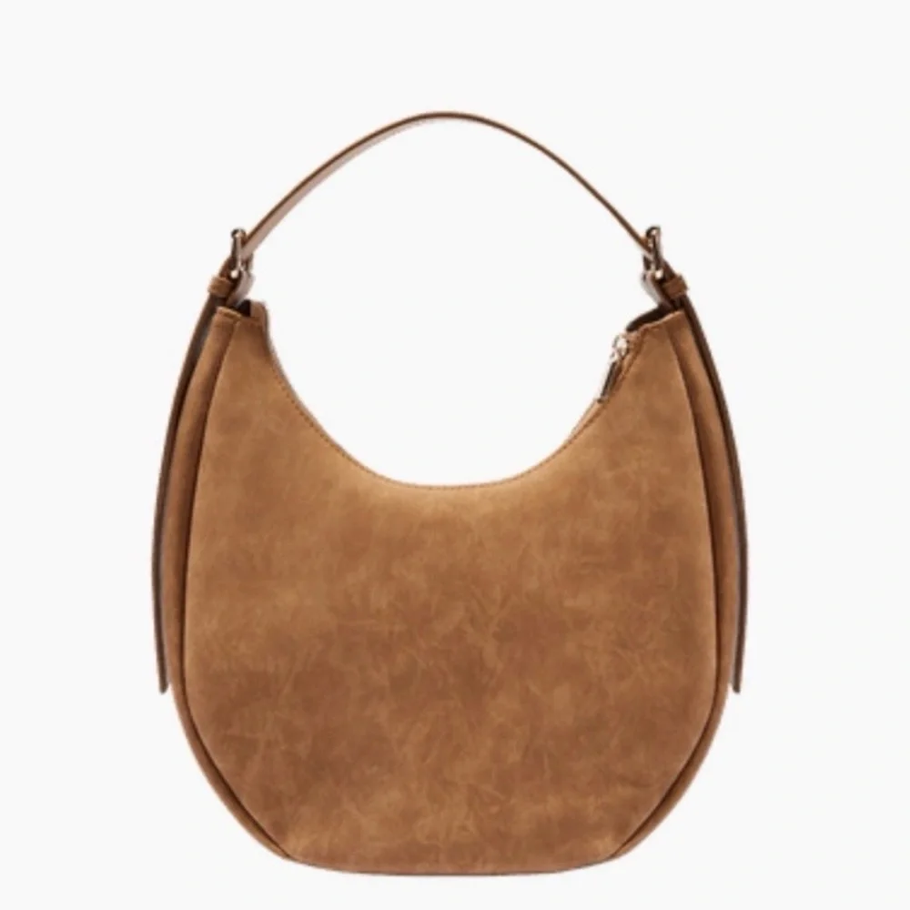 NWT 4TH & RECKLESS Una Faux Suede Crescent Shoulder Bag Tan Gold Hardware Hobo - Picture 2 of 10